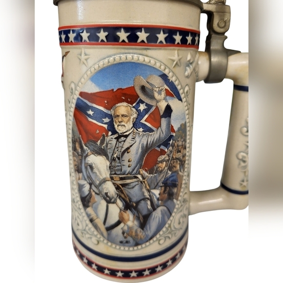 Patriotic Ceramic Beer Stein with Pewter Lid Robert E. Lee Limited Edition D0698 - Picture 8 of 15
